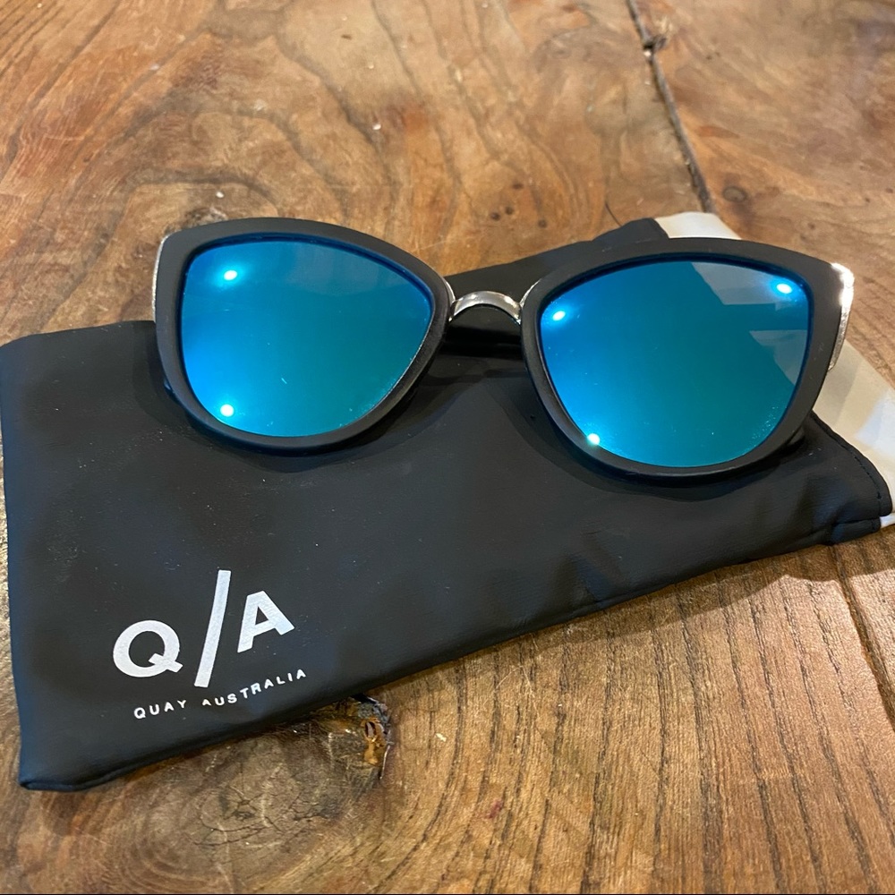 Quay My Girl Blue Black Mirrored Sunglasses